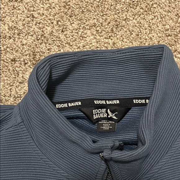 Eddie Bauer Men's Blue Zip-Up Sweater - Picture 3 of 4
